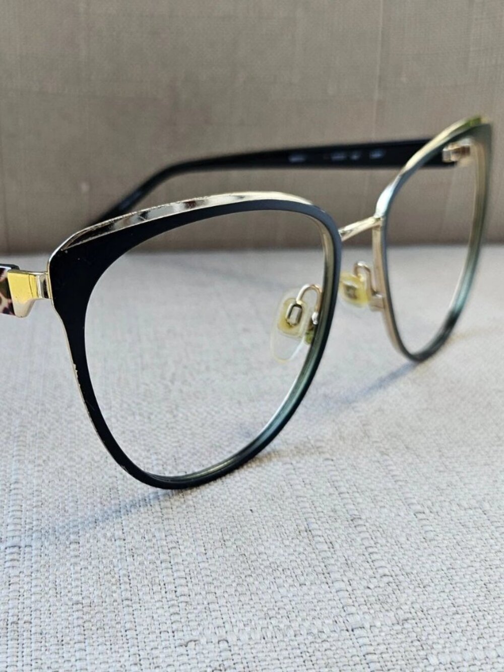 Bebe Women Eyeglasses Frame Black Tone Gold Tone Edge Glasses Eyewear BB7235